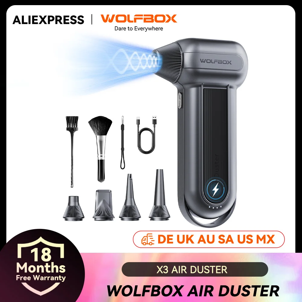 Blast dust away with the Wolfbox electric air duster.